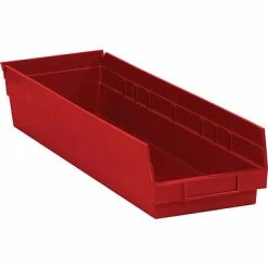 Outlet 🎉 Specialty Storage Quill Brand 17 7/8" X 4 1/8" X 4" Plastic Shelf Bin, Red, 20/Case (BINPS111R) 😍