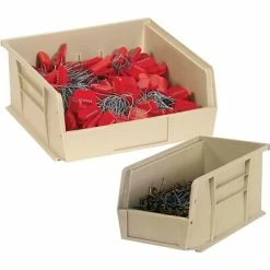 New 💯 Specialty Storage Quill Brand® 10-7/8" X 4-1/8" X 4" Plastic Stack And Hang Bins, Ivory, 12/Ct (BINP1144V) 🎁