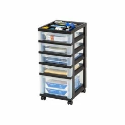 Hot Sale 👏 Rolling Carts Iris® Rolling Cart With Plastic Organizer Top, 5-Drawer ⌛ -Change Your Whole Storage & Organization. unnamed file 105