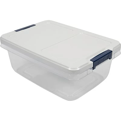 Budget 🔥 Storage Bins & Totes Hefty 15 Qt. Latch Lid Storage Bins, Clear/White, 8/Pack (7101) ⭐ 3 Budget 🔥 Storage Bins & Totes Hefty 15 Qt. Latch Lid Storage Bins, Clear/White, 8/Pack (7101) ⭐