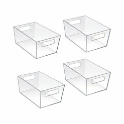 Flash Sale โค๏ธ Storage Bins & Totes Azar Medium Open Lid Storage Tote, Clear, 4/Pack (556235) ๐
