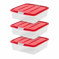 Wholesale 👍 Storage Bins & Totes IRIS Wreath Storage Box, 33 Qt., Latch Lid Storage Tote, Red, 3/Pack (585341) 🤩
