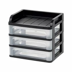 Budget 🤩 Storage Drawers Iris Medium 3 Drawers Desktop Storage, Black (150181) ⭐