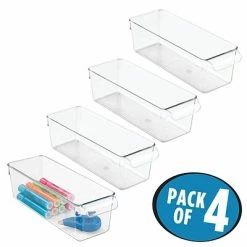 Cheapest ๐ Storage Bins & Totes InterDesign Linus Binz Office Storage For Desk Or Cabinet - 4 Pack, Clear (58930M4) ๐ฅ