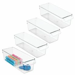 Cheapest 😍 Storage Bins & Totes InterDesign Linus Binz Office Storage For Desk Or Cabinet - 4 Pack, Clear (58930M4) 🔥 -Change Your Whole Storage & Organization. unnamed file 1165