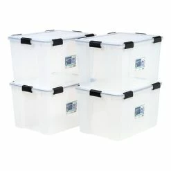 Buy ❤️ Storage Bins & Totes IRIS WEATHERTIGHT Storage Box, 74 Qt., Latch Lid Storage Tote, Clear, 4/Pack (585855) 🤩
