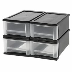 Brand new ⌛ Storage Drawers IRIS 7 Qt. Stacking Drawer, Black, 4/PK (129874) 😉