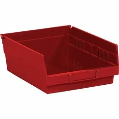 Best Pirce 👍 Specialty Storage Quill Brand 11 5/8" X 8 3/8" X 4" Plastic Shelf Bin, Red, 20/Case (BINPS104R) 🥰