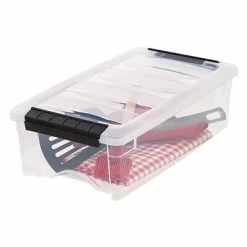 Best Sale ✔️ Storage Bins & Totes IRIS Stack & Pull 5.7 Qt. Latching Lid Modular Box, Clear With Clear Lid, 10 Pack (100275) ❤️