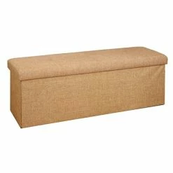 Flash Sale 👏 Closet Storage Organizers Simplify Faux Linen Triple Folding Storage Ottoman (F-0638-CAMEL-BX) 👏
