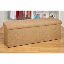 Flash Sale 👏 Closet Storage Organizers Simplify Faux Linen Triple Folding Storage Ottoman (F-0638-CAMEL-BX) 👏 -Change Your Whole Storage & Organization. unnamed file 1189