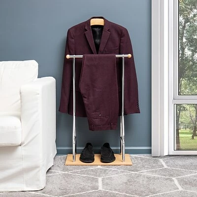 Flash Sale ๐ฅ Clothes Racks & Portable Closets Mind Reader Valet Stand Suit Clothes Rack Organizer, Wood/Steel, Silver (STRECT-SIL) ๐ 4 Flash Sale ๐ฅ Clothes Racks & Portable Closets Mind Reader Valet Stand Suit Clothes Rack Organizer, Wood/Steel, Silver (STRECT-SIL) ๐ - Image 2