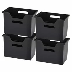 Discount 🌟 Storage Bins & Totes IRIS Desktop File Box, Black, 4 Pack (585284) 🧨