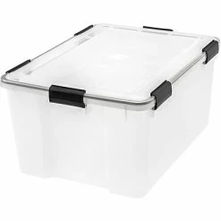 Hot Sale 🤩 Storage Bins & Totes IRIS Weathertight 62 Qt. Storage Box, Clear 4/CT (110550) 🎁 -Change Your Whole Storage & Organization. unnamed file 1218