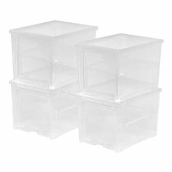 Cheap 🔥 Storage Bins & Totes IRIS Easy Access 👩 Women's 👟 Shoe Box, Clear, 4 Pack (586431) 🔔