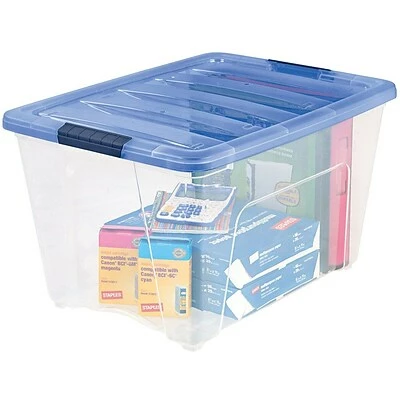 Brand new ❤️ Iris® Storage Totes IRIS Stack & Pull 54 Qt. Latch Lid Storage Box, Clear And Blue, 6/CT (100242-CT) 🥰 3 Brand new ❤️ Iris® Storage Totes IRIS Stack & Pull 54 Qt. Latch Lid Storage Box, Clear And Blue, 6/CT (100242-CT) 🥰