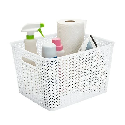 Hot Sale ๐ Decorative Boxes & Baskets Simplify Herringbone Large Storage Bin, White (25175-WHITE) ๐งจ 4 Hot Sale ๐ Decorative Boxes & Baskets Simplify Herringbone Large Storage Bin, White (25175-WHITE) ๐งจ - Image 2