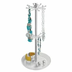 Brand new ๐งจ Closet Storage & Organizers InterDesign Rain Fashion Jewelry Organizer Tree For Rings, Earrings, Bracelets, Necklaces - Clear, Chrome (50650) ๐