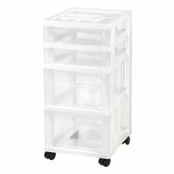 Coupon 😍 Storage Drawers IRIS 4-Drawer Storage Cart With Organizer, White (116841) ⌛