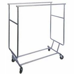 Hot Sale 👍 Clothes Racks & Portable Closets NAHANCO Double Round Tubing Collapsible Rolling Rack, Chrome 🌟