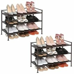 New ๐งจ Shoe Racks Seville Classics 3-Tier Resin Slat Utility ๐ Shoe Rack 2-Pack, Espresso (WEB177) โญ