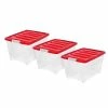 Deals ✔️ Storage Bins & Totes IRIS Holiday Storage Set, 53 Qt., Snap Lid Storage Tote, Red, 3/Pack (585055) 👍 -Change Your Whole Storage & Organization. unnamed file 1382