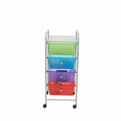 Coupon 🧨 Rolling Carts Mind Reader 4 Drawer Storage Trolley, Multi-Colors (4DPTROLL-ASST) ❤️