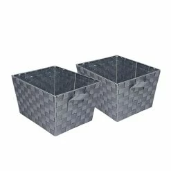 Flash Sale ❤️ Honey-Can-Do Decorative Boxes & Baskets Honey Can Do Double Woven Task-It Baskets, Silver, 2/Pack (STO-05088) 😉