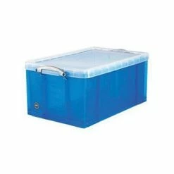 Best Sale 🌟 Storage Bins & Totes Really Useful Box® 64 Liter Snap Lid Storage Bin, Transparent Blue (64L TB) 🤩