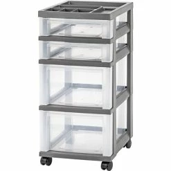 Budget 🧨 Rolling Carts IRIS® 4 Drawer Storage Cart, Gray (585000) ✨