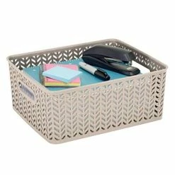 Wholesale 🔥 Storage Bins & Totes Simplify Medium Resin Herringbone Storage Basket, Ivory (25174) 👏