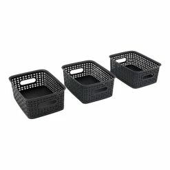 Deals 🎉 Plastic Weave Bins Advantus Weave Plastic Bins, Black, 3/Pack 🌟 -Change Your Whole Storage & Organization. unnamed file 153