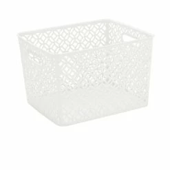 Cheap ๐ฅฐ Storage Bins & Totes Simplify Trellis Storage Bin, White (26102-WHITE) โ