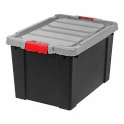 Hot Sale ๐ Storage Bins & Totes IRIS Store-It-All 112.03 Qt. Latching Lid Storage Tote, Black, 4/Pack (250270) โญ