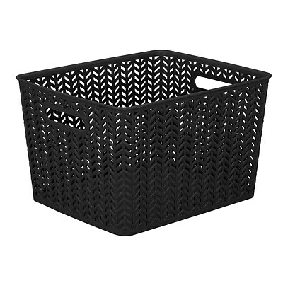 Wholesale 🛒 Decorative Boxes & Baskets Simplify Herringbone Large Storage Bin, Black (25175-BLACK) ⭐ 3 Wholesale 🛒 Decorative Boxes & Baskets Simplify Herringbone Large Storage Bin, Black (25175-BLACK) ⭐