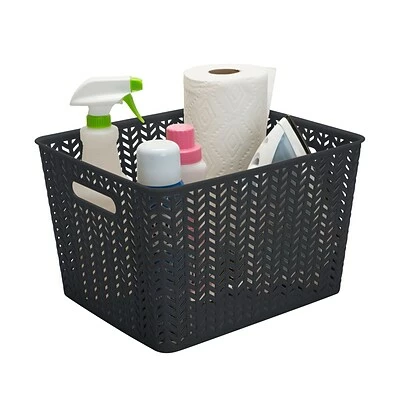 Wholesale 🛒 Decorative Boxes & Baskets Simplify Herringbone Large Storage Bin, Black (25175-BLACK) ⭐ 4 Wholesale 🛒 Decorative Boxes & Baskets Simplify Herringbone Large Storage Bin, Black (25175-BLACK) ⭐ - Image 2
