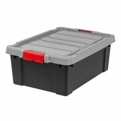 Brand new 🎁 Storage Bins & Totes IRIS Store-It-All 71.24 Qt. Latching Lid Storage Tote, Black, 4/Pack (250260) 😀