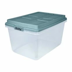 Best Sale 🥰 Storage Bins & Totes Hefty Hi-Rise 72 Qt. Lift Off Lid Storage Tote, Gray/Clear, 6/Pack (HFT-7163010665666-6) 👏