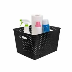 Coupon ✔️ Decorative Boxes & Baskets Simplify's Large Resin Wicker Storage Bin In Black 🔥 -Change Your Whole Storage & Organization. unnamed file 1750