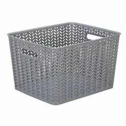 Best deal 🥰 Decorative Boxes & Baskets Simplify Large Herringbone Storage Bin In Grey ⭐
