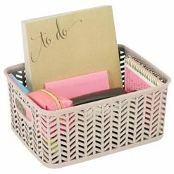 New 🔥 Storage Bins & Totes Simplify Small Resin Herringbone Storage Basket, Ivory (25174) ⌛