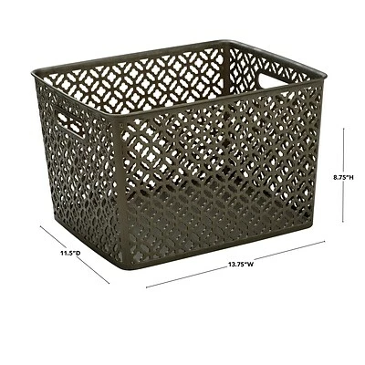 Outlet ❤️ Storage Bins & Totes Simplify Trellis Storage Bin, Pewter (26102-PEWTER) 🔥 4 Outlet ❤️ Storage Bins & Totes Simplify Trellis Storage Bin, Pewter (26102-PEWTER) 🔥 - Image 2