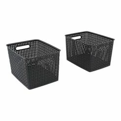 Flash Sale โจ Plastic Weave Bins Advantus Large Weave Plastic Bin, Black, 2/Pack ๐ฏ