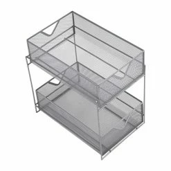 Best Pirce 🤩 Decorative Boxes & Baskets Mind Reader 2 Tier Metal Mesh Storage Baskets, Silver (CABASK2T-SIL) 🥰 -Change Your Whole Storage & Organization. unnamed file 241