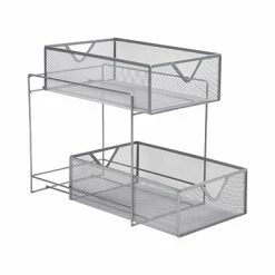Best Pirce 🤩 Decorative Boxes & Baskets Mind Reader 2 Tier Metal Mesh Storage Baskets, Silver (CABASK2T-SIL) 🥰 -Change Your Whole Storage & Organization. unnamed file 242