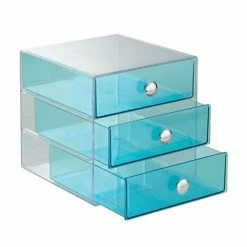 Promo 🎁 Storage Drawers InterDesign 3-Drawer Plastic Organizer, Aqua (35372) ❤️