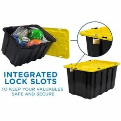Hot Sale 🔥 Storage Bins & Totes Mount-It! 63.4 Qt. Snap Lid Storage Bin, Black/Yellow, 3/Pack (WI-3001) ✨ -Change Your Whole Storage & Organization. unnamed file 316