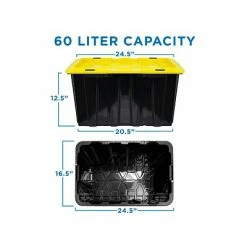 Hot Sale 🔥 Storage Bins & Totes Mount-It! 63.4 Qt. Snap Lid Storage Bin, Black/Yellow, 3/Pack (WI-3001) ✨ -Change Your Whole Storage & Organization. unnamed file 317