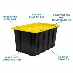 Hot Sale 🔥 Storage Bins & Totes Mount-It! 63.4 Qt. Snap Lid Storage Bin, Black/Yellow, 3/Pack (WI-3001) ✨ -Change Your Whole Storage & Organization. unnamed file 319