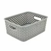 Brand new 💯 Decorative Boxes & Baskets Simplify's Small Resin Wicker Storage Bin, Gray (25167-GREY) 😀 -Change Your Whole Storage & Organization. unnamed file 323
